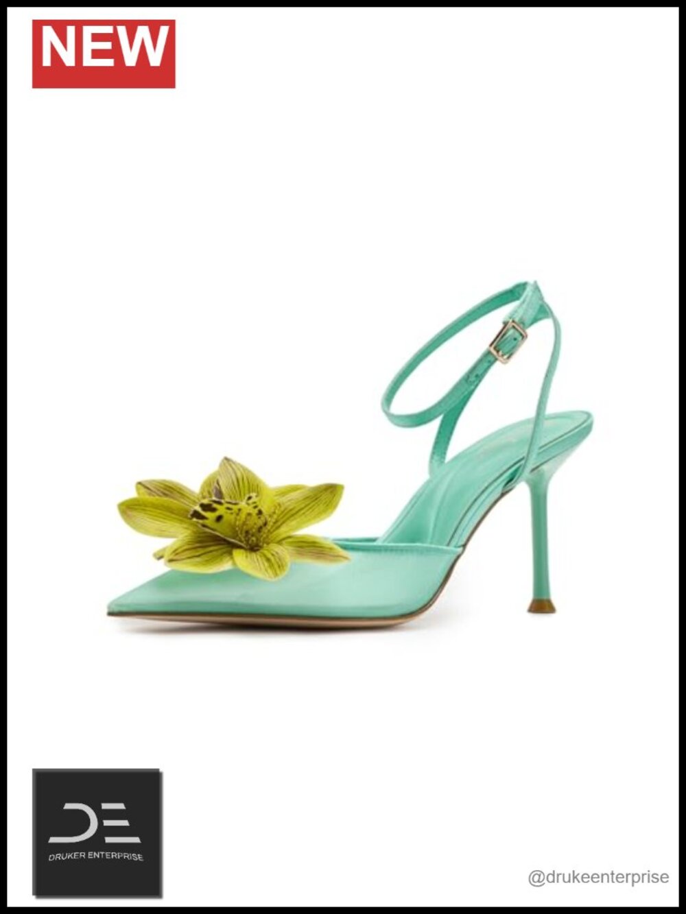 3D Floral Embellished Stiletto Heels Pointed Toe Ankle Strap